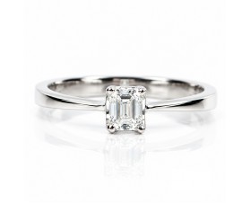 18К Бяло Злато Годежен Пръстен с Диамант форма Emerald  Bloom Jewellery